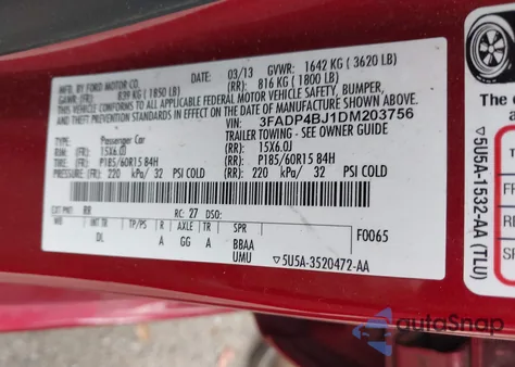 2013 Ford Fiesta Se from USA, damaged, VIN 3FADP4BJ1DM203756